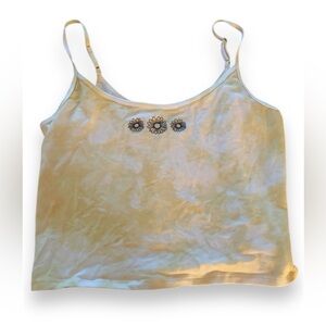HOLLISTER cropped yellow tie-dye tank top